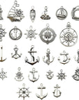 Nautical Charm Collection-50 Pcs Craft Supplies Nautical Ship Wheel Anchor Lig Charms Pendants for Crafting, Jewelry Findings Making Accessory for DIY Necklace Bracelet (M066)