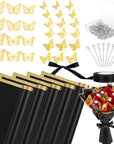 40 Sheets Flower Wrapping Paper Kit Floral Bouquet Wrap Paper with 2 Rolls Ribbons 100 Pcs Flower Pins 48 Pcs 3D Butterflies for Valentine Mother'S Day Wedding Birthday Graduation DIY Gift (Black)