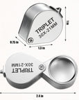 3 Pieces Jewelers Eye Loupe Set 10X, 20X and 30X Pocket Jewelry Loupe, Jewelers Eye Magnifying Glass Magnifier for Jewelry Coins Gems Stamps Watches Supplies (Silver)