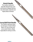 Stretch and Jersey/Ball Point Sewing Machine Needle Combo Pack (10 Needles Total and 1 ABC Pocket Guide)