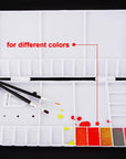 Watercolor Palette Folding Paint Tray Plastic Painting Pallet with 33 Compartments, Thumbhole and Brush Holders, White