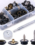 120-Pieces Stainless Steel Marine Grade Canvas and Upholstery Boat Cover Snap Button Fastener Kit with 2Pcs Setting Tool (40 Sets)- Silver