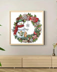 Christmas Diamond Painting Kits,Snowman Wreath Diamond Art Kit for Adults, Winter 5D Paint with Diamond Full Drill for Christmas,Wall Decor12X12