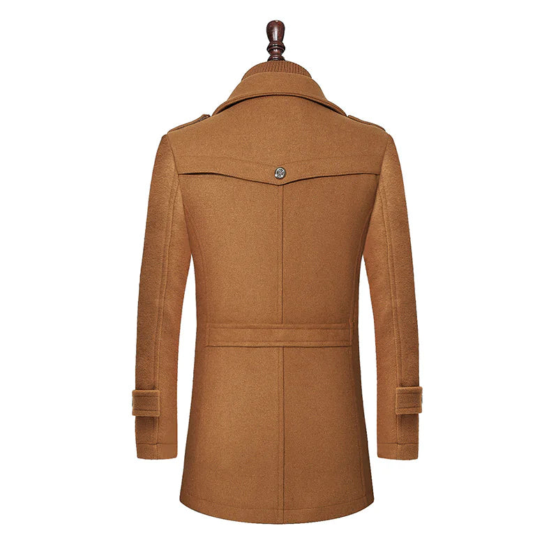 Men's Modern Double Collar Wool Coat