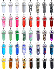 50 Pieces Mixed Stone Beads Crystal Stone Pendants Quartz Charms with Storage Bag for Jewelry Making
