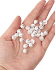50PCS 10Mm Pearl Buttons with Shank round Pearl Buttons Decorative Buttons for Wedding Dresses, Sewing, Shirts, Jewelry Decorations, DIY Crafts Plastic Resin Sewing Buttons
