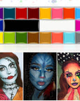 Face Paint,20 Colors Face Paint - Face Painting Kit,Water Based Face Painting Kit for Kids Party with 10 Brushes 5 Sticker Stencils and Paint Tray ,Body Paint for Kids and Adults Halloween Makeup