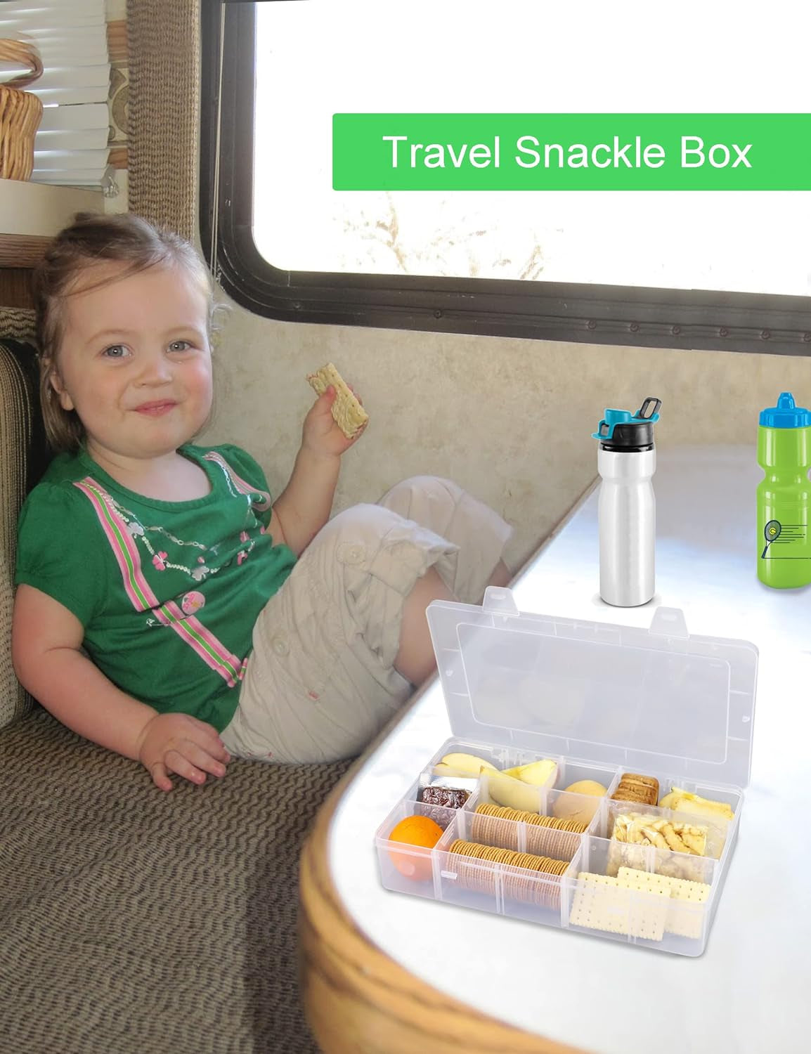 Plastic Organizer Box Craft Box Bead Organizer Tackle Box Organizer 2 Pack 15 Large Grids Clear Craft Storage Box Snackle Box Container Washi Tape Organizer