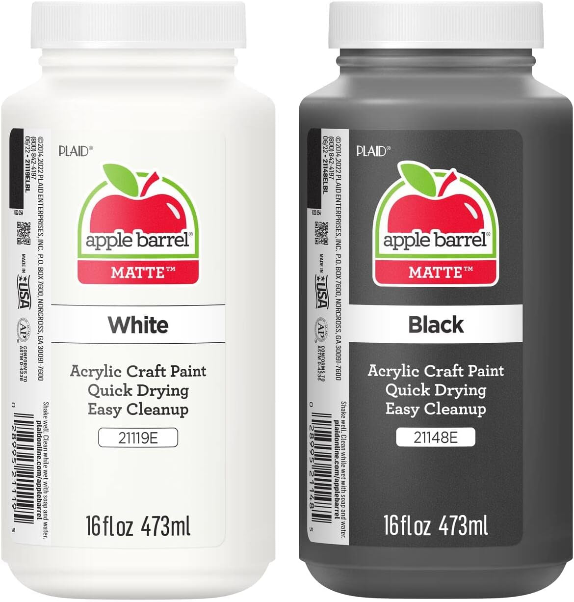 PROMOABWB Set Featuring 2 White Black Acrylic Paint Colors, 16 Fl Oz (Pack of 2), Multi