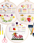 3 Sets Learn to Embroider Kit, Begginer Embroidery Kit for Adults, Embroidery Starter Kit with Patterns, Needles, Ajustable Hoop, Instructions