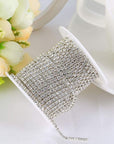 11 Yards 2Mm Silver Crystal Rhinestone Close Chain Single Row Trimming Claw Chain Jewelry Crafts DIY (Silver)