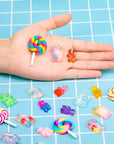 70 Pieces Colorful Candy Pendant Charm for Jewelry Making Cute Bear Lollipops Polymer Clay Resin Charms for DIY Keychain Necklace Bracelet Earring Craft
