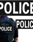Police Patch 2 Pack Reflective Police Patch Hook and Loop Durable Fabric Police Patch with Reflective Printed Letters for Officer Guard Custom Uniforms Vest, Jacket, Carrier, 1 Small and 1 Large