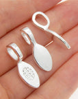 100Pcs Silver Glue on Bail Charm Pendant Earring Bails for Glass Tile DIY Pendants Finding 22X8Mm