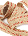 10 Yards Width 2" Roll Natural Burlap Red Line Jute Webbing Ribbon Upholstery Chair Webbing Tape for Outdoor DIY Gear Repai (Red Stripes)