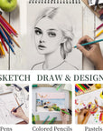 9"X12" Drawing Paper,100 Sheets, Top Spiral Sketch Pad, 68Lb/100Gsm, White.