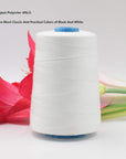 2 Spools Polyester 3000 Yards Sewing Thread Spools, 40/2 Nylon Thread for Sewing Machine, Heavy Duty Household - White and Black