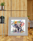 Paint by Numbers for Adults,Cute Elephant Paint by Number for Beginner,Colorful Animals Painting by Numbers on Canvas without Frame 16X16 Inch