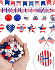 200 Pcs 4Th of July Wood Beads Patriotic Independence Day Wooden Beads America Flag Star Heart round Blue Red Beads Us Memorial Day Beads for DIY Jewelry Garland Necklaces Tiered Tray Decor