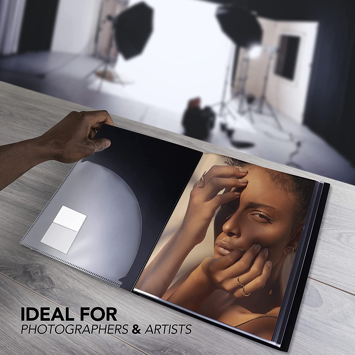 Original Art Profolio 18X24 Black Photo Album Book with 48 Pages - Protective Binder with Plastic Sleeves