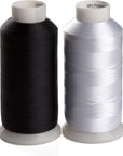 2 Bobbin Thread for Sewing and Embroidery Machine 1 Black and 1 White 5500 Yards Each - 60WT Polyester Bobbin Fill Thread Bottom Threads