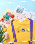 48 Pieces Smile Face Patch Cute Happy Face Patch Iron on Patch for Clothing Dress Jackets Jeans Hats Backpacks DIY Decorations (Bright Style)