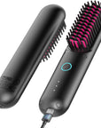 Cordless Hair Straightener Brush, Porta Straightening Brush for Women, Touch Ups On-The-Go Styling Hot Comb with Negative Ion, Lightweight & Mini Travel, USB Rechargeable