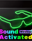 YouRfocus Sound Activated LED Wireless Light up Glasses, Neon Glasses Glow in the Dark for Rave Party, EDM