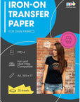 Iron on Transfer Paper for Dark Fabric Compatible with Inkjet Printer, 8.5 X 11 Printable T Shirt Heat Transfer Papers Machine Washable (20 Pack)
