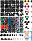 1200PCS Safety Eyes for Amigurumi, Stuffed Crochet Eyes with Washers 6Mm, 8Mm, 12Mm Plastic Crochet Safety Eyes Black Safety Eyes for Crochet Stuffed Animal Eyes for Craft Teddy Bear 6