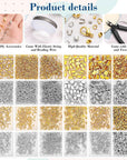 2384Pcs Crimp Beads Supplies for Jewelry Making, Including Crimp Bead Covers, Crimp Tubes, Bracelet Clasps and Closures, Crimp Ends, Jump Rings, Crimping Pliers and Beading Wire for Bracelets Making