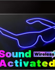 YouRfocus Sound Activated LED Wireless Light up Glasses, Neon Glasses Glow in the Dark for Rave Party, EDM