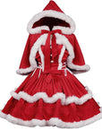 Winter Velvet Noel™ – Women’s Christmas Dress, Skirt & Hooded Cloak Set