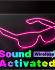 YouRfocus Sound Activated LED Wireless Light up Glasses, Neon Glasses Glow in the Dark for Rave Party, EDM