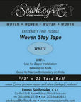 White - 1/2" Woven Stay Tape - 0.5" X 25 Yards Sewkeyse Extremely Fine Fusible Tape Sold by the 25 Yard Roll (SST-02) M494.11