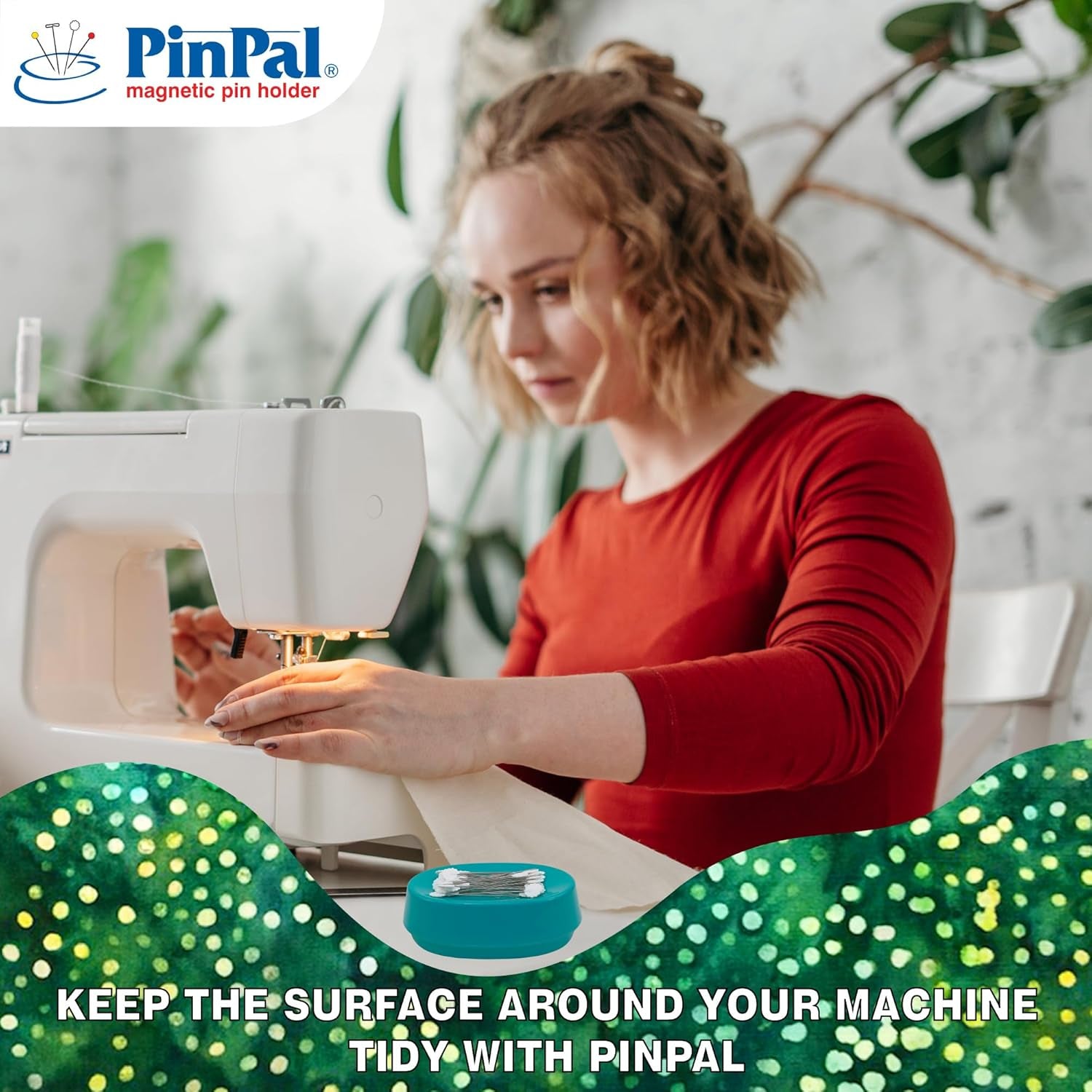 Pinpal Magnetic Pin Holder - Catch, Carry, Organize, Store Your Pins & Sewing Needles - Grab & Sew Pin Magnet for Sewing Pins - Magnetic Pin Dish - Sewing Notions & Supplies, Turquoise