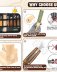 Wood Carving Kit, 23Pcs Wood Carving Tool with 4PCS Wood Carving Knives & 5PCS Detail Knives 9 Basswood Blocks & Gloves & Roll Bag & Strop Block & Polishing Compound Whittling Kit Hobbies for Adults