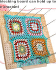 15" Foldable Crochet Blocking Board with Pegs & Storage Pouch, Large Granny Square Blocking Board for Crocheting, Wooden Knitting Blocking Mat for Wet Blocking Crochet and Knit Squares