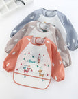 Baby Bibs Burp Cloths Waterproof Long Sleeve Anti-Wearing Cartoon Bib Inverted Gown Baby Feeding Bib Bavoir Manches Longues