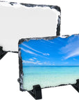 2PCS Sublimation Blank Slate Rock Stone Photo Frame 6 X 8 Inch Rectangular Custom Sublimation Slate Picture Frame Heat Transfer Rock Photo Plaque with Display Holder for Heat Press Machine