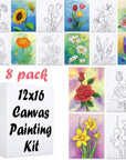 8 Pack Pre Drawn Canvas for Painting for Adults, Sip and Paint Party Supplies Canvas Painting Set for Artist, Beginner, Stretched Outline Canvas to Paint Landscape Party Favor(8X10)