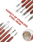Clay Sculpting Tools, 6 PCS Double-Ended Stainless Steel Polymer Clay Tools, Wooden Handle Pottery Tools for Embossing, Carving Tools and Supplies