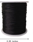 1.5 Mm X 110 Yards Nylon Satin Cord Beading Braided Thread String for Chinese Knotting Rattail Macrame Pendant Friendship Bracelets Necklaces Jewelry Making (Black)