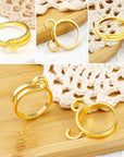 2 PCS Adjustable Knitting Crochet Loop Ring,Brass Open Yarn Guide Crochet Ring for Faster Knitting Yarn Guide Finger Holder Knitting Thimble for Crocheters,2 Styles(Gold)
