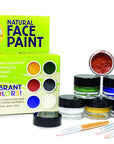 Natural Face Paint Kit – 6 Colors, 3 Bamboo Makeup Applicators, Certified Organic Ingredients, Professional Quality, Washes off Easily