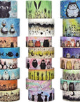 Cute Washi Tape Set - 24 Rolls Kawaii Animals Decorative Washi Tape for Scrapbooking Supplies, Bullet Journal Supplies, Junk Journal, Kids Art Craft Tape