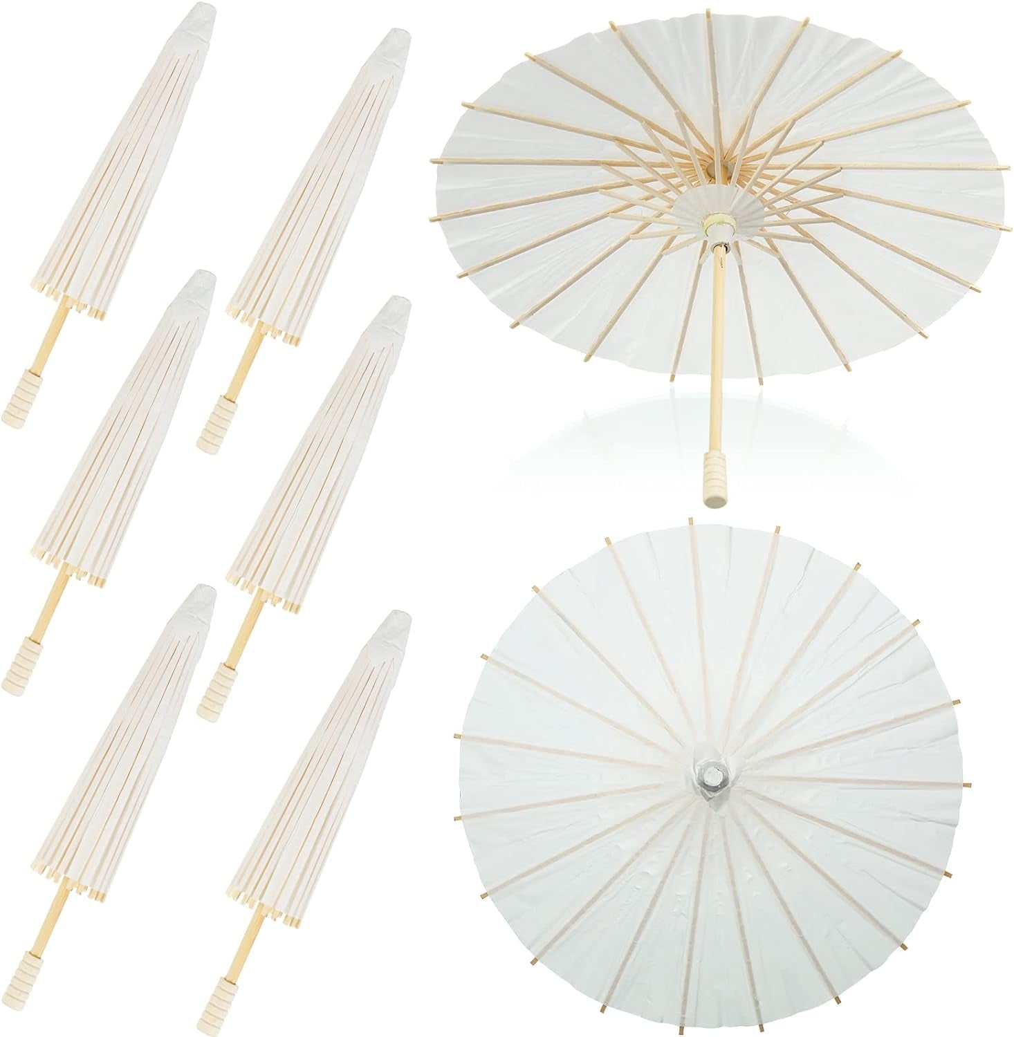 Mini Paper Parasol Umbrellas 11.8 Inch White DIY Plants Umbrellas Paper Painting Umbrellas Crafts Chinese Japanese Parasol for Wedding Bridal Party Decor(12 Pack)