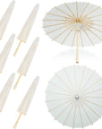 Mini Paper Parasol Umbrellas 11.8 Inch White DIY Plants Umbrellas Paper Painting Umbrellas Crafts Chinese Japanese Parasol for Wedding Bridal Party Decor(12 Pack)