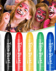 Face Paint Crayons for Kids, Face Body Painting Crayons Water Based 6 Colors Crayon Non-Toxic Makeup for Children Themed Parties Sleepovers Halloween Masquerades Carnivals