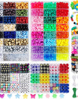 3430Pcs Pony Beads for Bracelets Making Kit, 44 Colors 2400Pcs Kandi Bracelet Kit with 720Pcs Letter Beads and 300Pcs Smiley Face Beads, Large Hole Beads for Jewelry Making, with Elastic Strings
